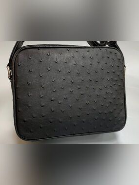 Textured Ostrich Style Blue Crossbody Bag with multiple spacious compartments